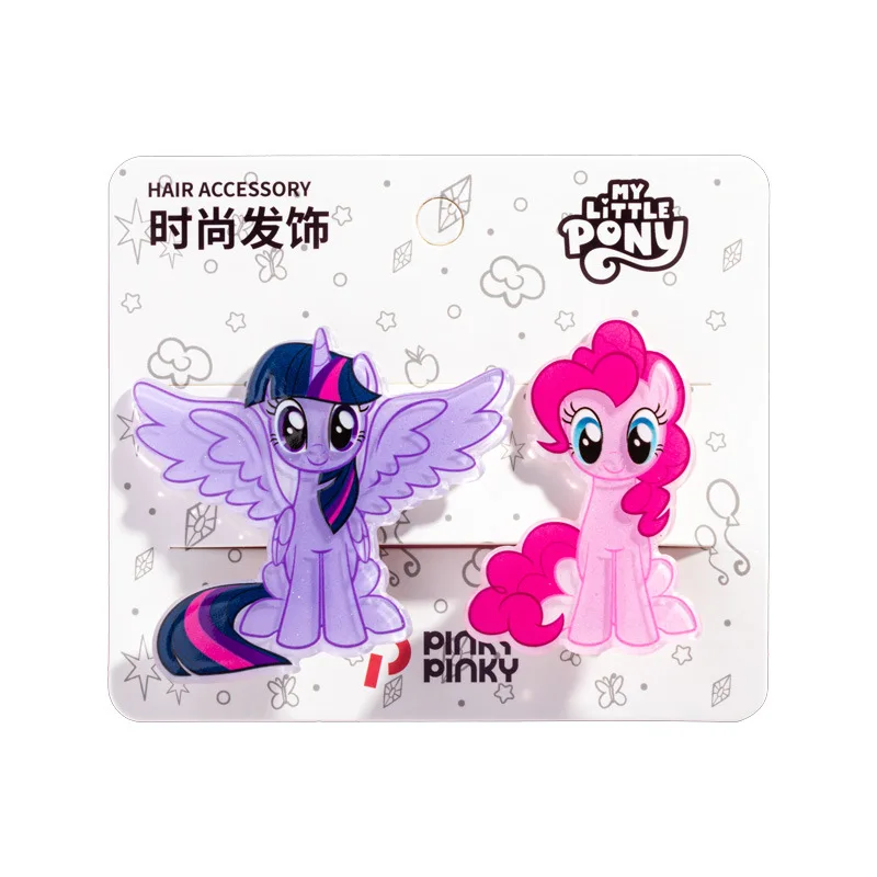 2pcs My Little Pony Kids Hair Clip Hair Accessories Cartoon Animation Peripherals Girls Duckbill Hair Grips Girls\' Day Gifts