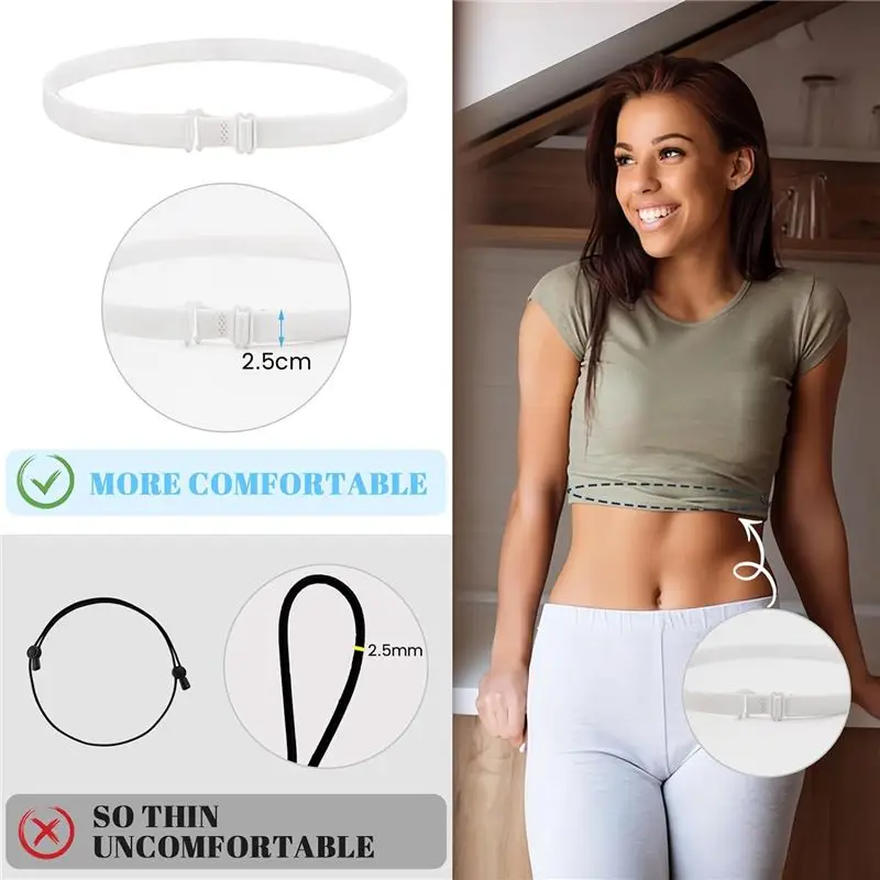 TEXU 4 PCS Crop Adjustable Band Kit Crop Tool For Shirt, Crop Band Set For Tucking Shirts, Elastic Belts For Women Tops, Shirt B