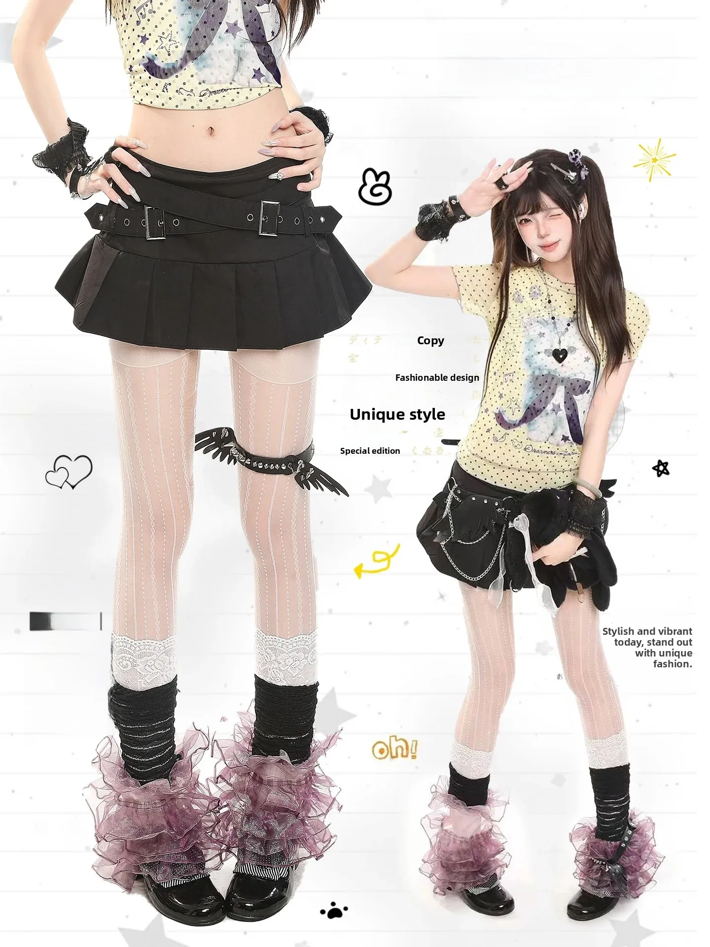High Waist A-Line  Skirt Girls Summer Slimming Pleated Cover Hip Vintage American Hot Girl Short Skirt Women's Fashion