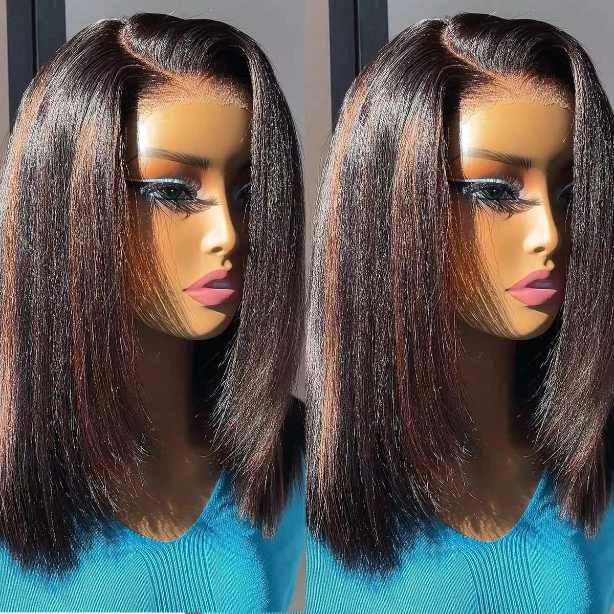 Evidenziare Marrone Glueless Parrucca Diritta Densità 400 Senza Colla Capelli Umani Brasiliani 4x4/13x6 HD Anteriore Del Merletto Pronto Da Indossare Parrucca 18 Pollici