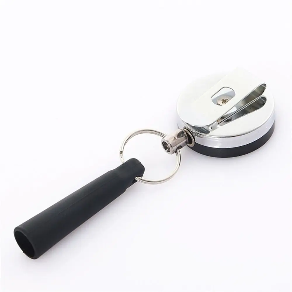 Pen Case Heavy Duty Retractable Pen Pull Holder Stainless Steel Key Ring Chain Pencils Anti Lost Rope Silicone Elastic Carpenter