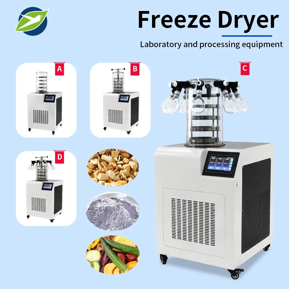 LGJ-12C Vertical and movable Fruit  soil vegetable Home Multi-manifold type Lyophilizer Vacuum freeze dryer machine