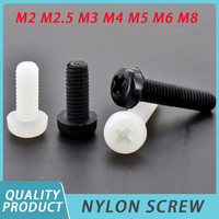Nylon Screw M2 M2.5 M3 M4 M5 M6 M8 Black White Nylon Plastic Phillips Pan Head Screws Cross Round Head Insulated Bolts L=4~20mm