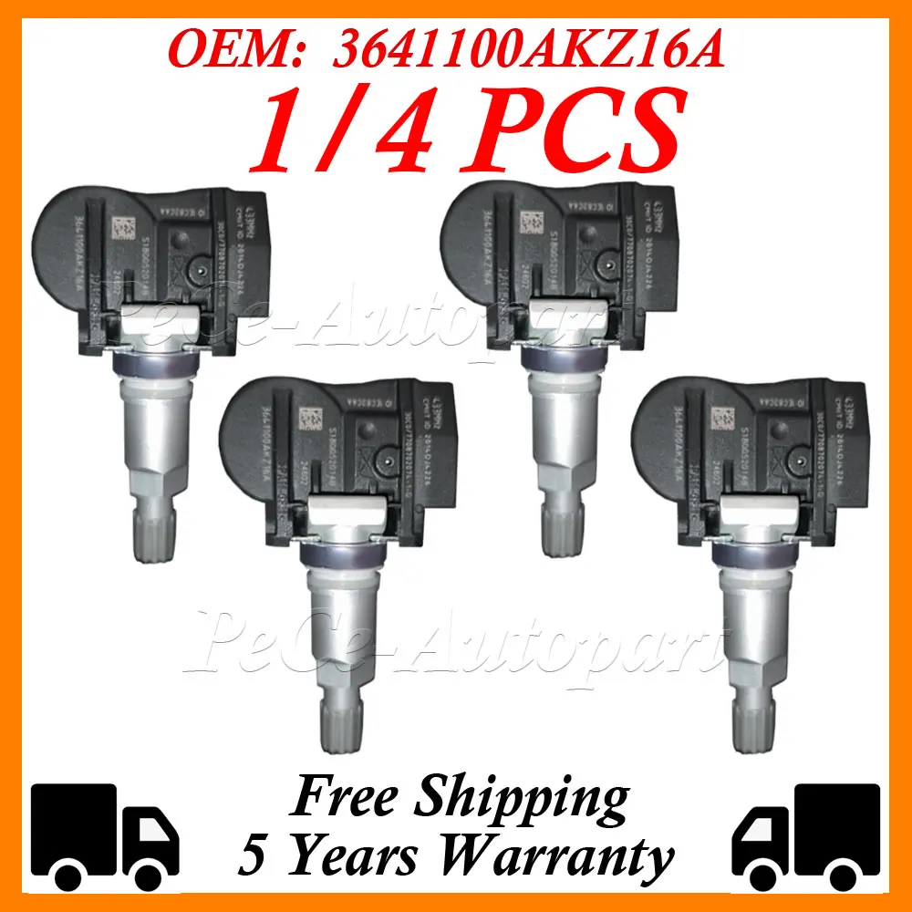 1/4PCS 3641100AKZ16A TPMS Tire Pressure Sensor 433 MHZ For Great Wall Wingle5 Great Wall C50 Harvard H5 H6 Haval H6 Haval M6