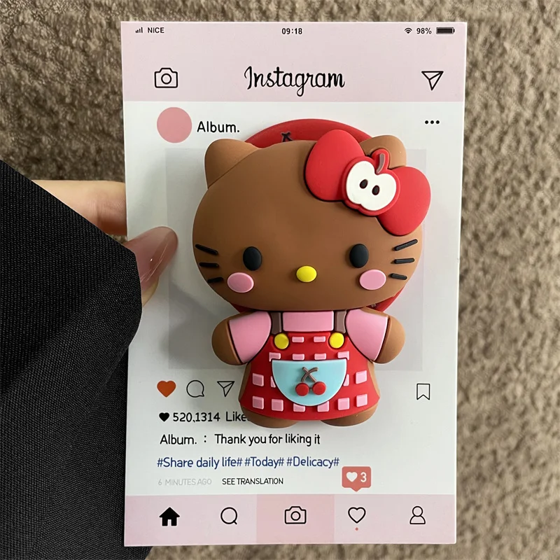 Für Magsafe Magnetischer Handygriff, Ständer, Niedlicher 3D-Cartoon Hello Kitty für iPhone, Faltbarer Halter mit Drahtlosem Laden, Stereoskopischer Halter – Detail 13