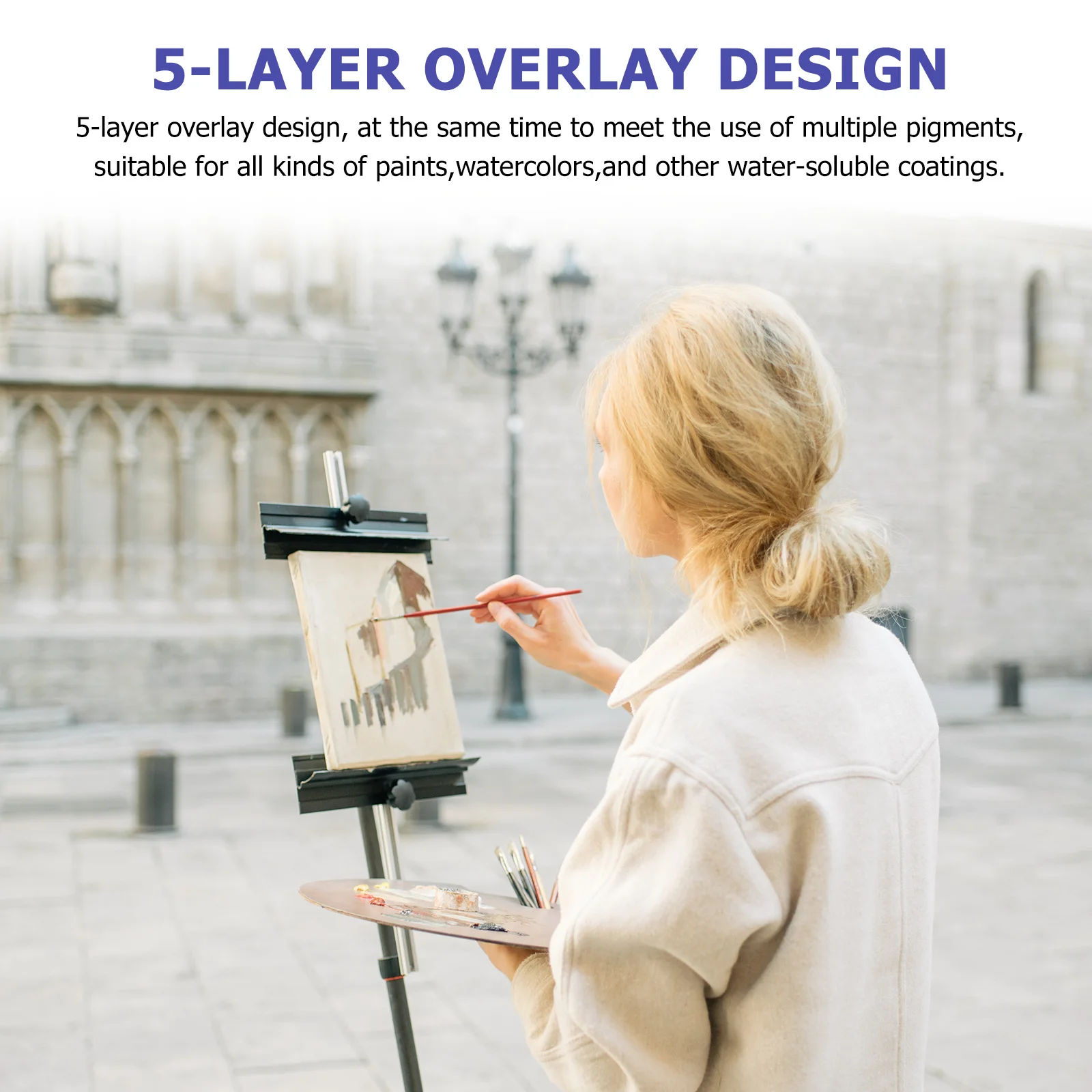 

1Set Five Layers Ceramic Pigment Plate Blue and White Color Mixing Tray Painting Tool Watercolor Dish Ceramic Ink Dish