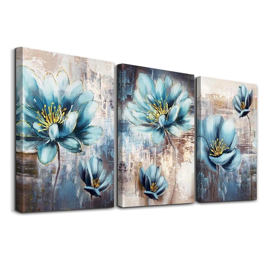 Diamond Embroidery Modern Nordic Abstract Flower Art Full Square round Diamond Mosaic Art Painting Cross Stitch Wall Decorx3pcs