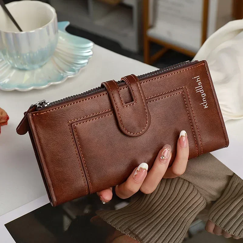 Fashionable New Men And Women's Long Wallet, European and American Fashion Phone Bag, PU Leather Multi Card Carrying Bags Purses