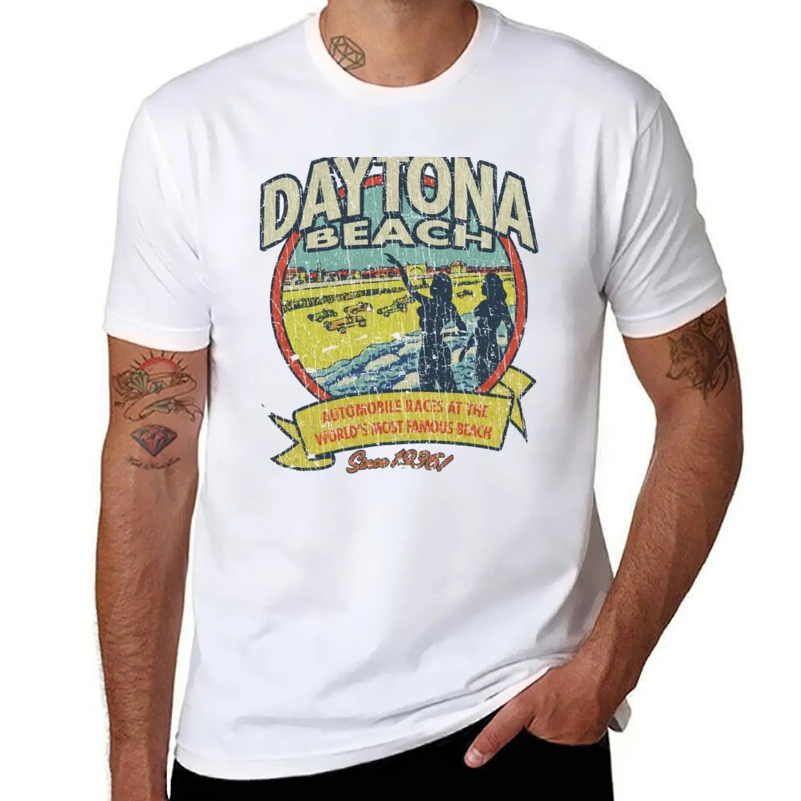 Camiseta ligera para vacaciones con estampado de las carreras de automóviles de Daytona Beach de 1936
