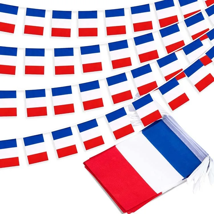 France flag 14x21cm 20 pieces/set FR France French square bunting bunting Holiday party Holiday decorations