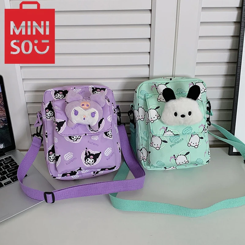 MINISO Sanrio Series Cartoon Crossbody Bag Cute Kuromi Girls\' Bag Children\'s Zero Wallet Shoulder Bag Student Crossbody Bag