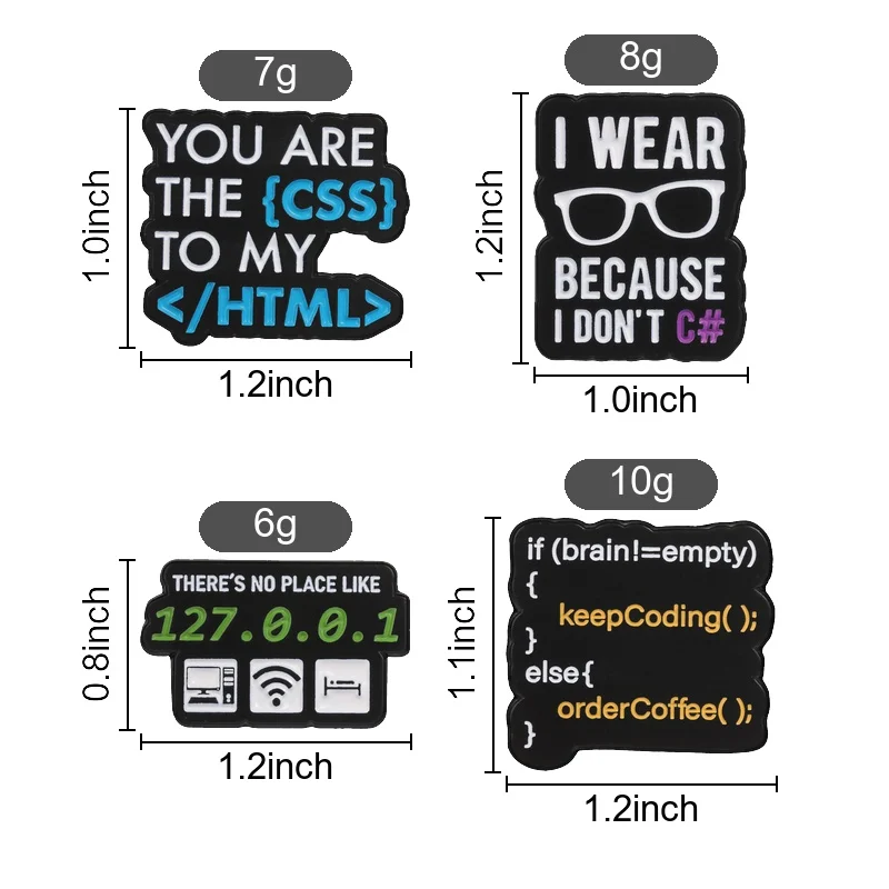 Programmer Coding Joke Badges HTML CSS C# Programming Quote Enamel Pin Geek Developer Brooch Software Engineer Accessories