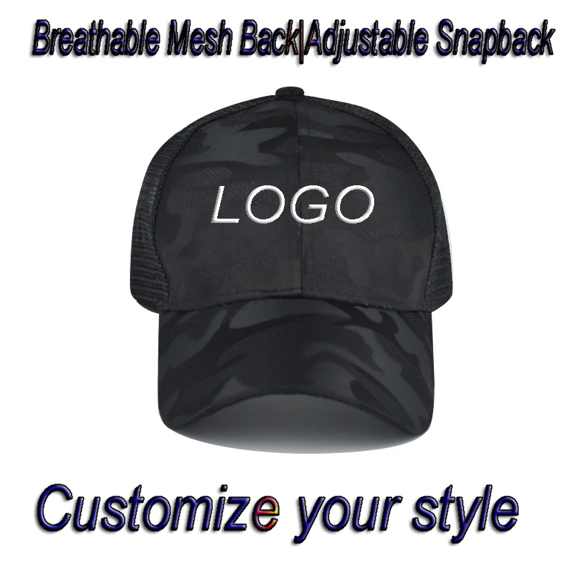Fashion Camo Dad Hat Mesh Back Customizable Logo Trucker Cap Unisex Streetwear Snapback Cute Casual Sun Hat Summer Daily Wear