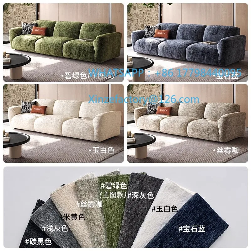 Sofá personalizable, sofá grande retro francés, fila recta, sala de estar, pequeño apartamento, sofá de tela de chenilla para tres personas