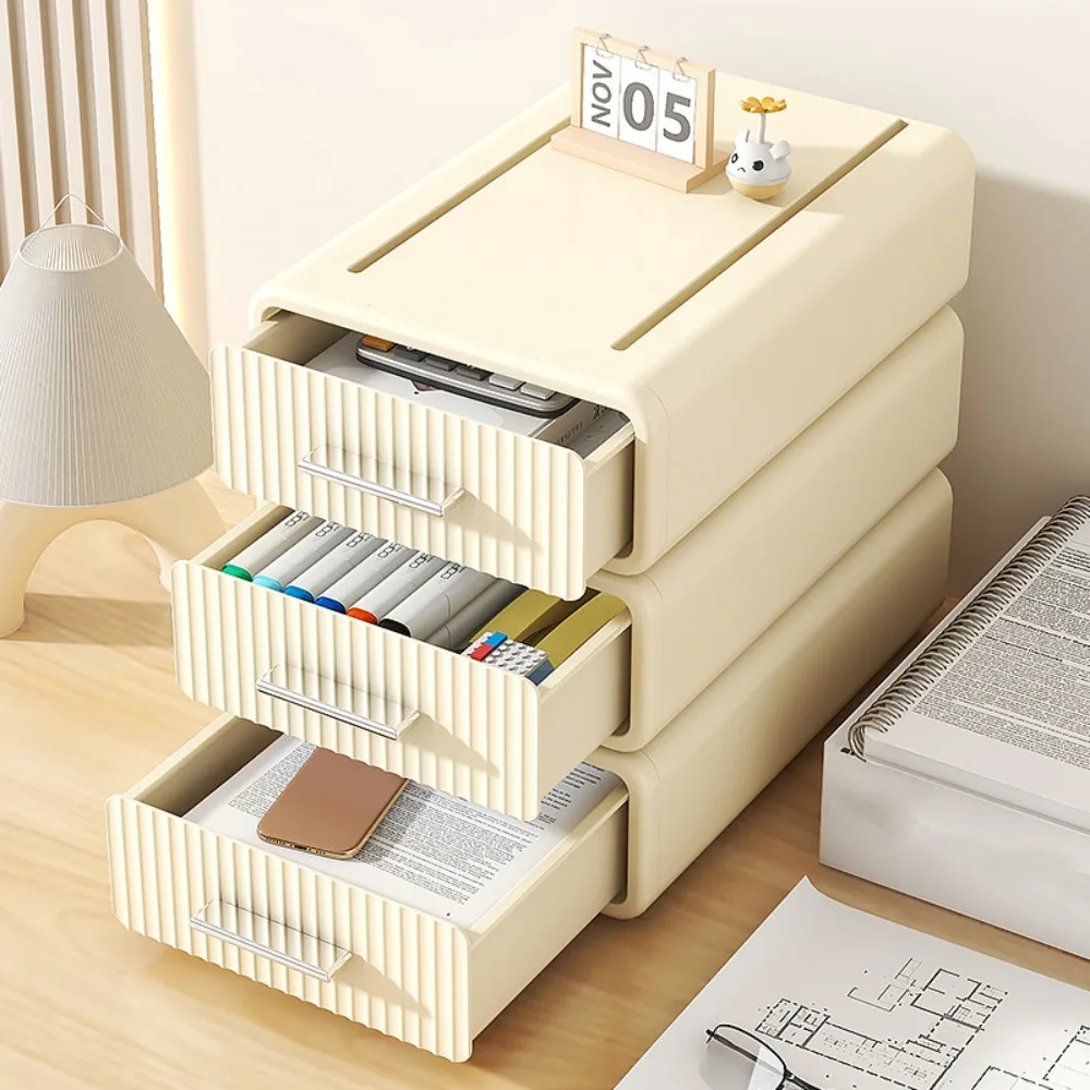 Plastic Desktop Storage Box Single-Layer Cosmetics Office Storage Cabinet with Drawer Stackable Makeup Jewelry Sorting Box