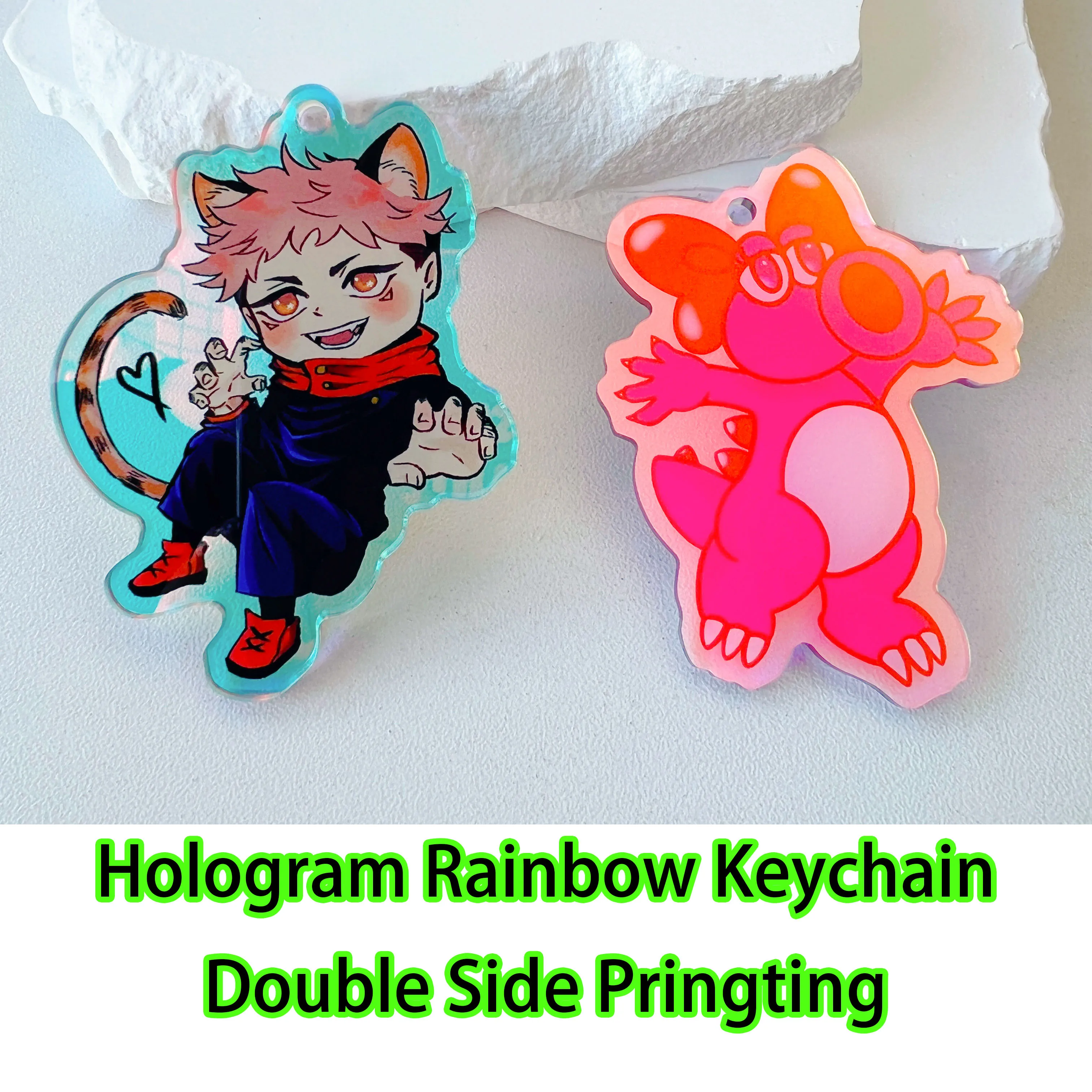 Benutzerdefiniertes Logo Acryl Schlüsselanhänger Katze Hund ID Charm Druck holographisches persönliches Foto Haustier Souvenir Geburtstagsgeschenk Tag Name Schlüsselanhänger