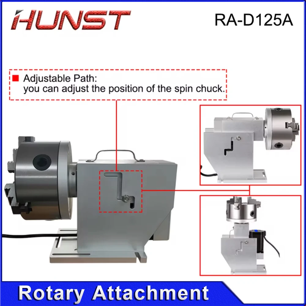 Hunst طاولة العمل الدوارة تشاك قطر 125 مللي متر مرفق دوار مع سائق DM5042 لآلة الوسم بليزر الألياف CO2 UV