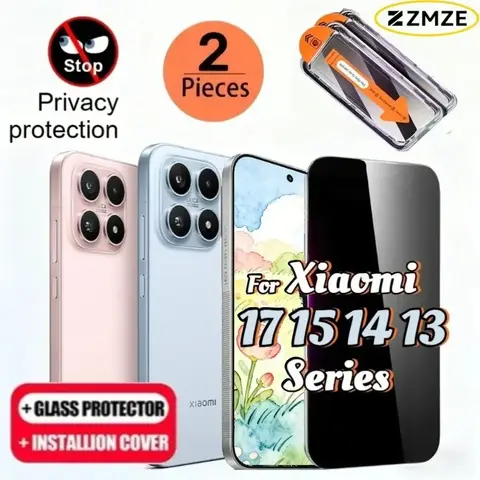 2 Pack One Click Privacy Tempered Glass Film Suitable For Xiaomi 15S 15T 14T 13T17 Ultra 17 Pro Max 15 14 13 Series 9H Hardness