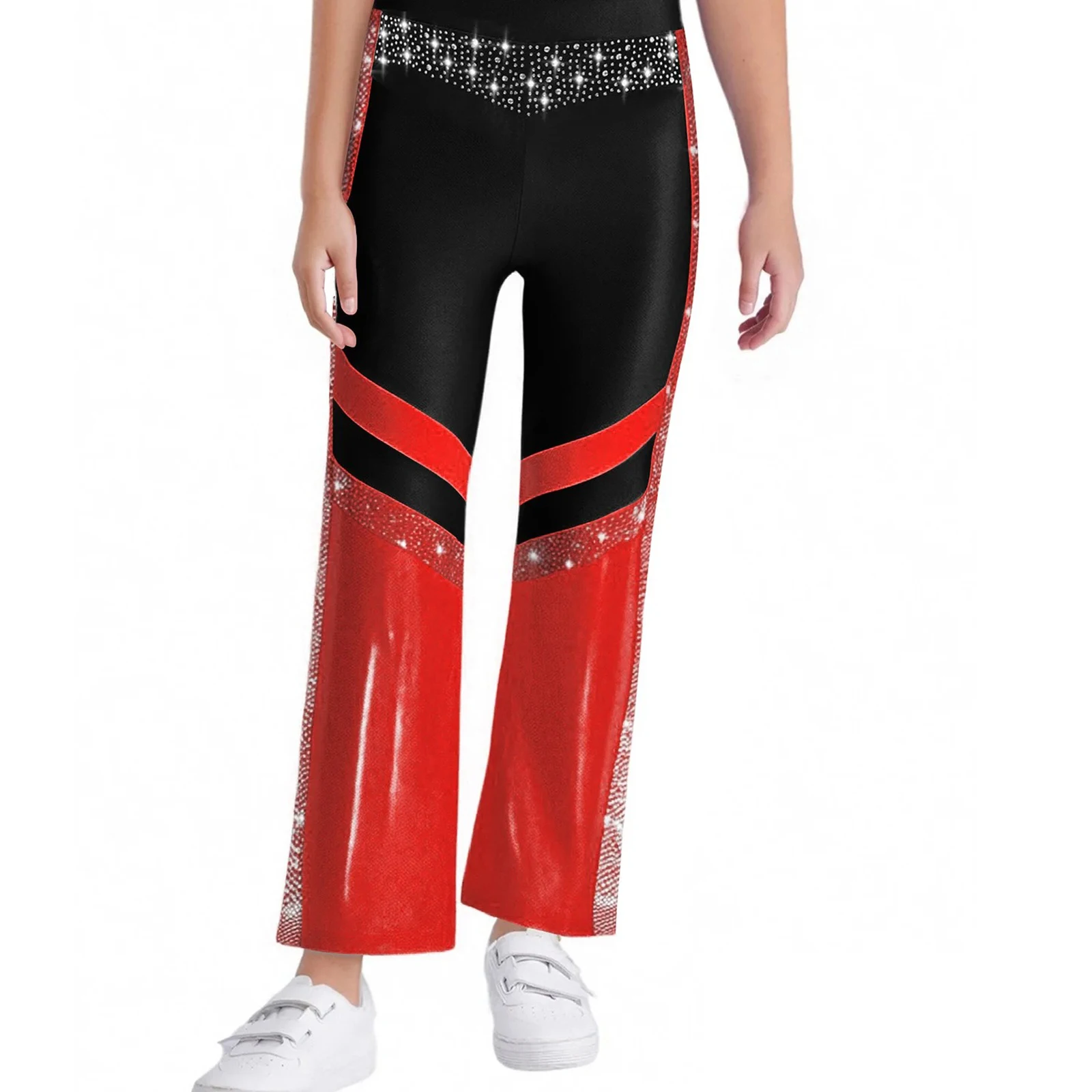 متوهج السراويل الاطفال الفتيات اللون كتلة مرونة الخصر مشاعل جرس القاع السراويل الجمباز اليوغا البهلوانية ملابس رقص الباليه #3