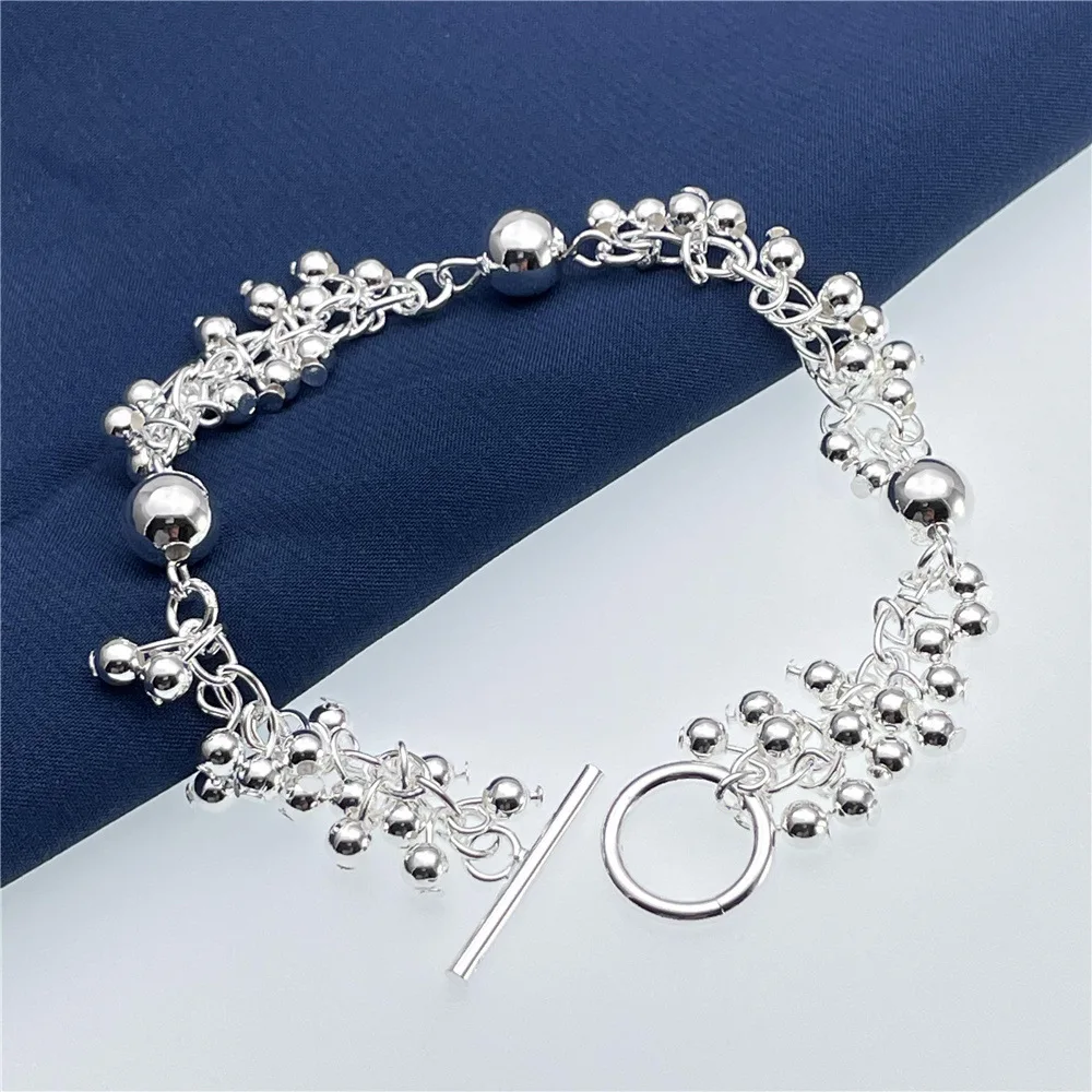

Noble Charms 925 Sterling Silver Plated Beads Bracelets Chain For Women Fashion Party Wedding Engagement Jewelry