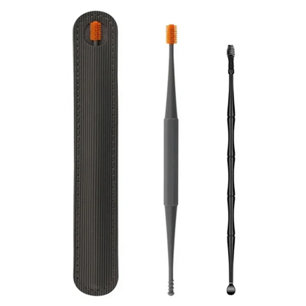 耳垢除去ツール,耳垢除去スティック,ダブルヘッドシリコンクリーナー,360 ° スパイラル綿棒,1セットあたり2個