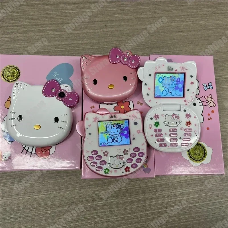 2024 telefon Sanrio Hello Kitty Mini telefon postać z kreskówki dla dzieci Taiml Kawaii uroczy telefon Anime modne na urodziny zabawka dla dzieci