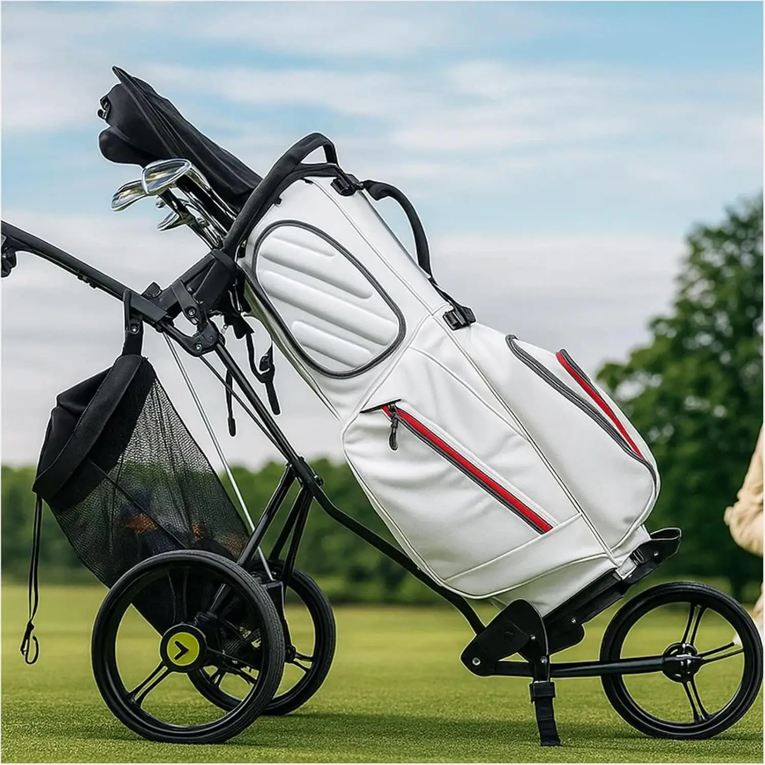 Golf Cart Mesh Storage Organizer 2 Pack with Reinforced Buckles and Drawstring Lock for Towels Clothing Umbrellas Water Bottles