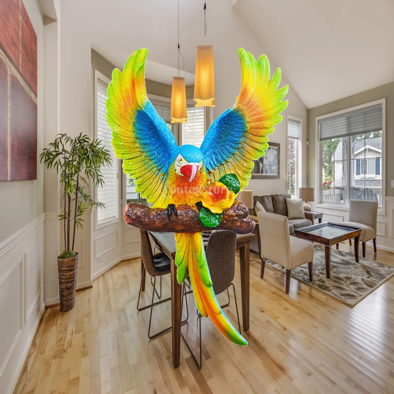 Realistic Parrot Wall Decor Resin Parrot Statue for Outdoor Indoor Balcony