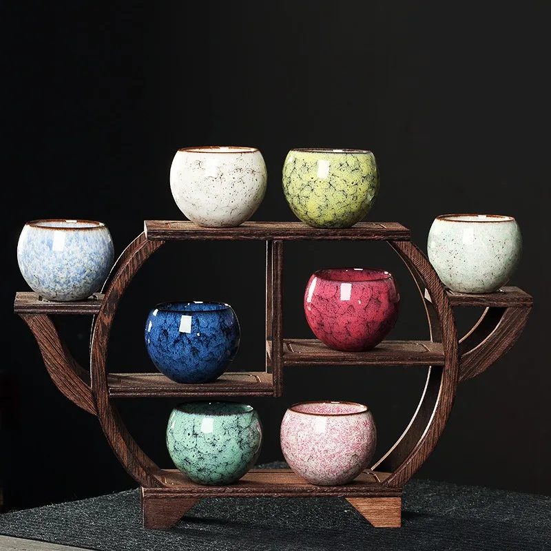 1pcs Style Tea Cup Kiln Transformation Ceramic Espresso Cup Porcelain Kung Fu Teacup Pottery Coffee Mug Wine Drinkware
