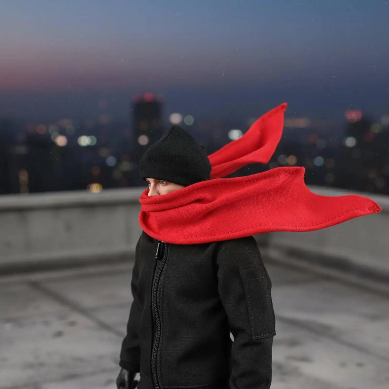 1/6 Scale Doll Scarf, Sewn Fabric, Miniature Red Scarf with Precise Texture