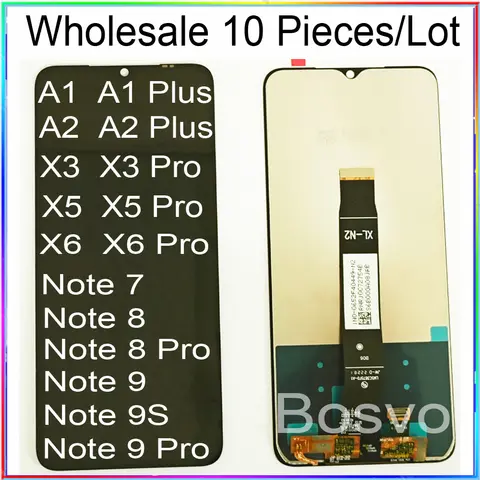 10 Pieces/Lot For Redmi A1 A2 A1 Plus A2 Plus Display Note 7 8 9 9S LCD For Xiaomi Poco X3 Pro X5 5G X6 PRO F6 C50 Screen