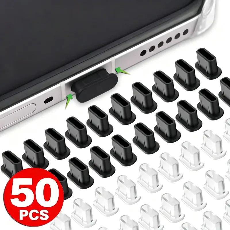 50/1Pcs Type C Charging Port Silicone Dust Plug for iPhone 17 16 15 Pro Max Samsung S26 Xiaomi USB C Anti-Dust Stopper Dustplugs