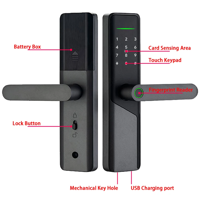 TIAGO T3 TUYA WIFI Mobile Phone Remote Unlock Fingerprint Magnetic Card Password Key Temporary Password Smart Door Lock