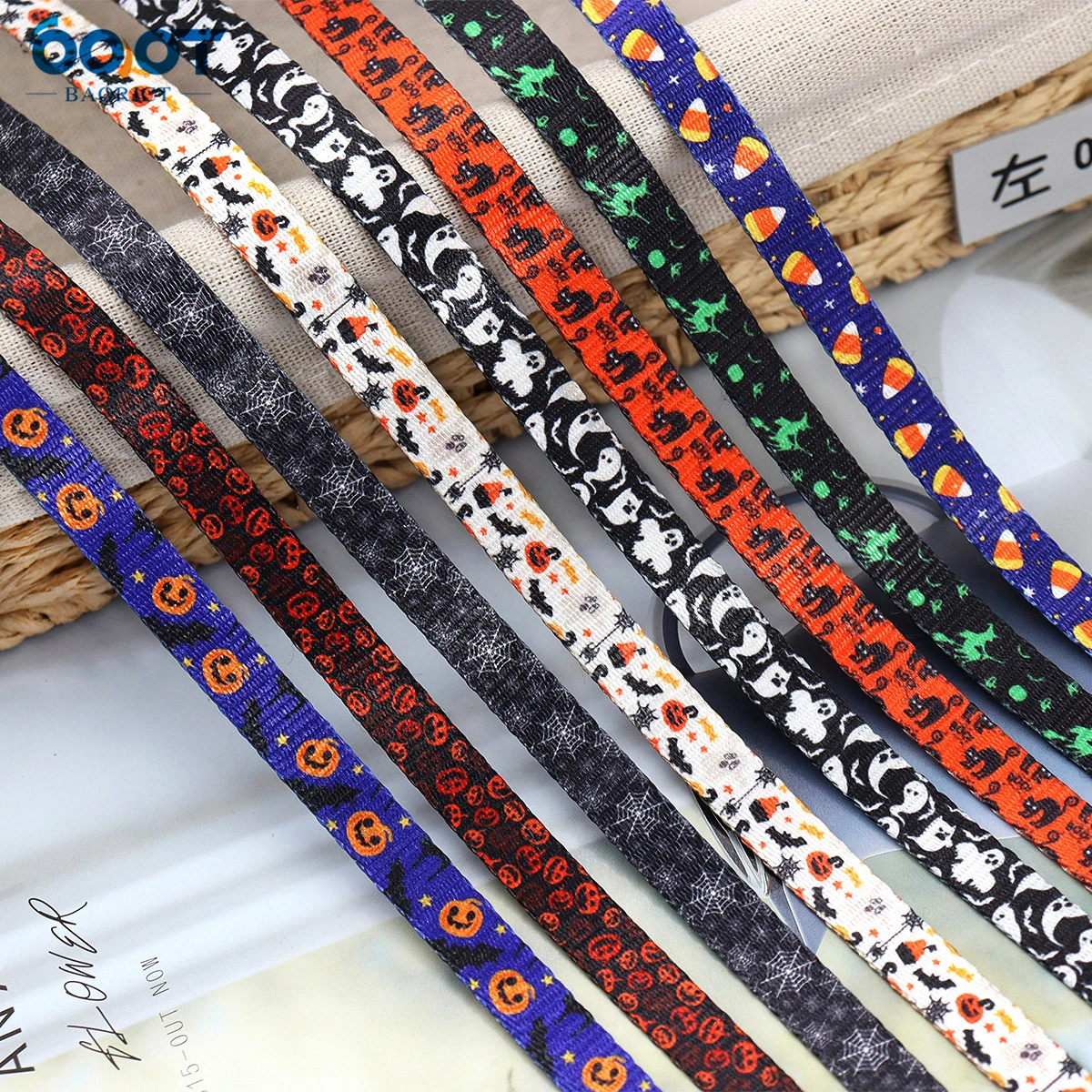 Double-Sided Halloween Series Thicken Ribbon 3/8Inch 23824-1,10Yards DIY Dog Collar Leash Mobile Phone Chain Kettle Webbing