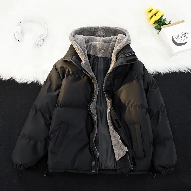 Winter Fake Two Piece Puffer Jacket Mens Thick Warm 8XL Winter Jacket Men Cotton Padded Hooded Parkas Windproof Outwear Coats