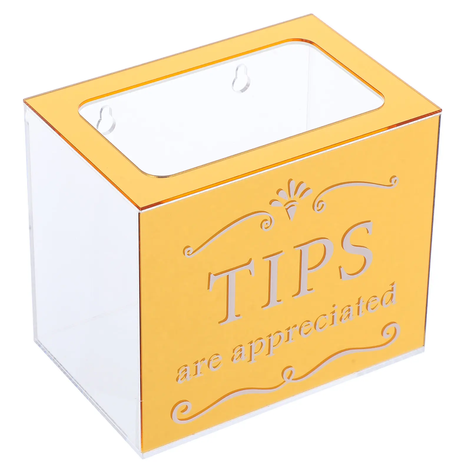 Acrylic Clear Suggestion Box Gold Rectangular Money Collection Box for Bars Cafes Restaurants Raffle Tips Donations