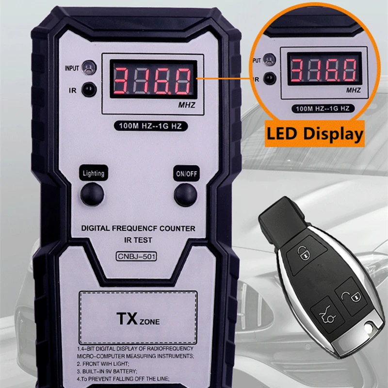 Car Garage Remote Frequency Meter RF Transmitter Counter for Car Remote Key Cymometer Detector Frequency Tester Frequency Read