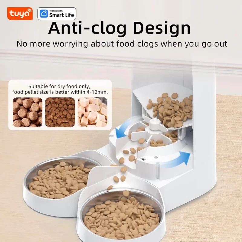 Automatic Cat Feeder for 2 Cats, WiFi Smart Feed Automatic Pet Feeder for Cats & Dogs, Timed Food Dispenser,Low Food Alarms