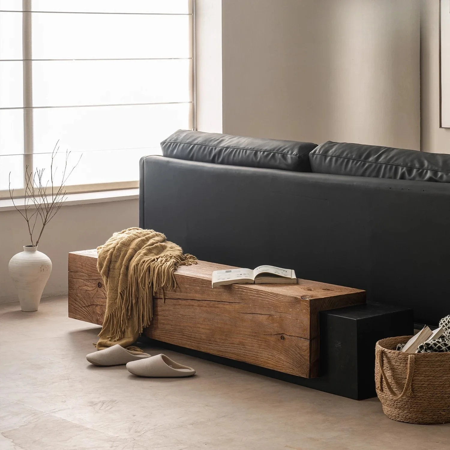 

Wabi Sandy Wind Solid Wood Bench Log Old Retro Shopping Mall Clothing Store Shoe Change Stool Homestay TV Cabinet Sitting Stool