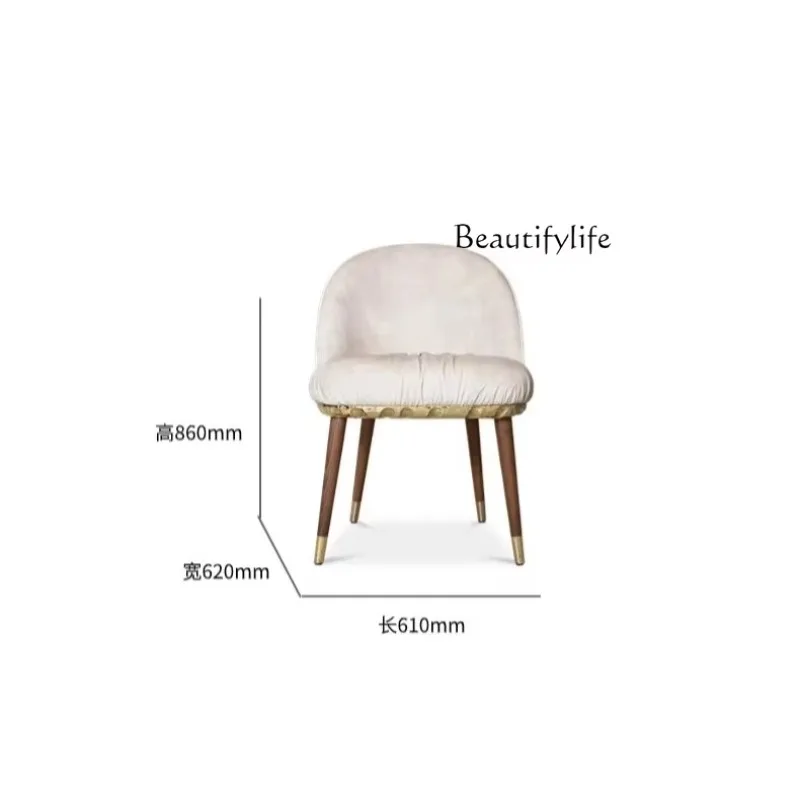 BJ Light Luxury Solid Wood Backrest Dining Chair, Living Room Designer High-end Club Model Room, Simple Home