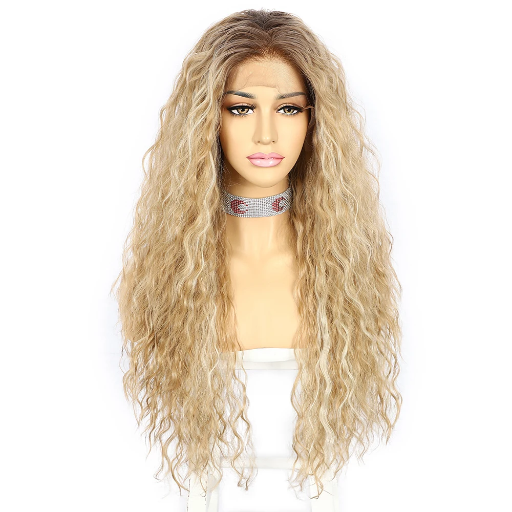 613 Blonde Brown Synthetic  Kinky Curly Lace Front Wig Daily Party Cosplay Wigs For Women Highlight Hair pelucas para mujeres