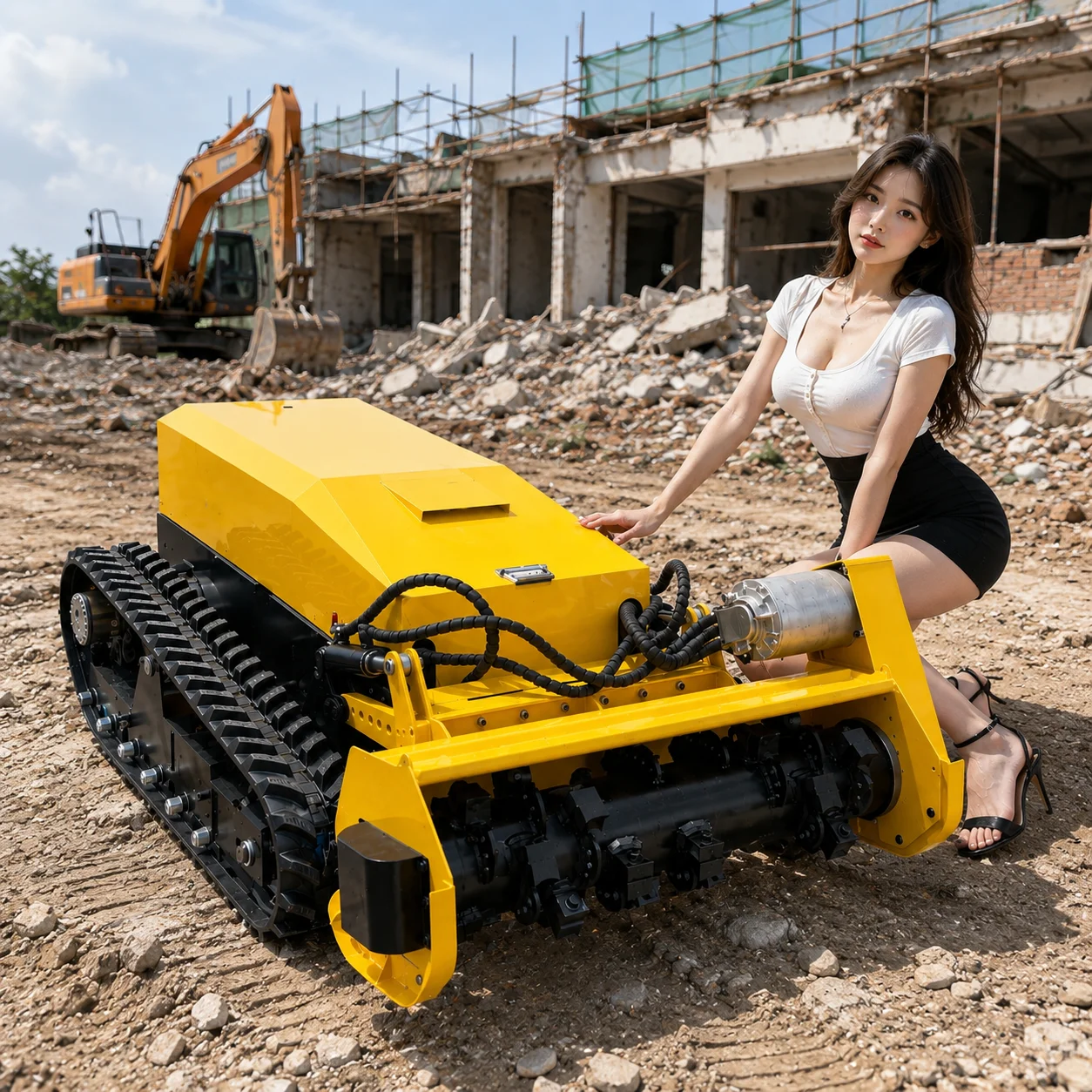Multi Function Remote Control Crawler Brush Cutter CE Certified 400m Range for Hillside Rough Terrain Weed Clearing