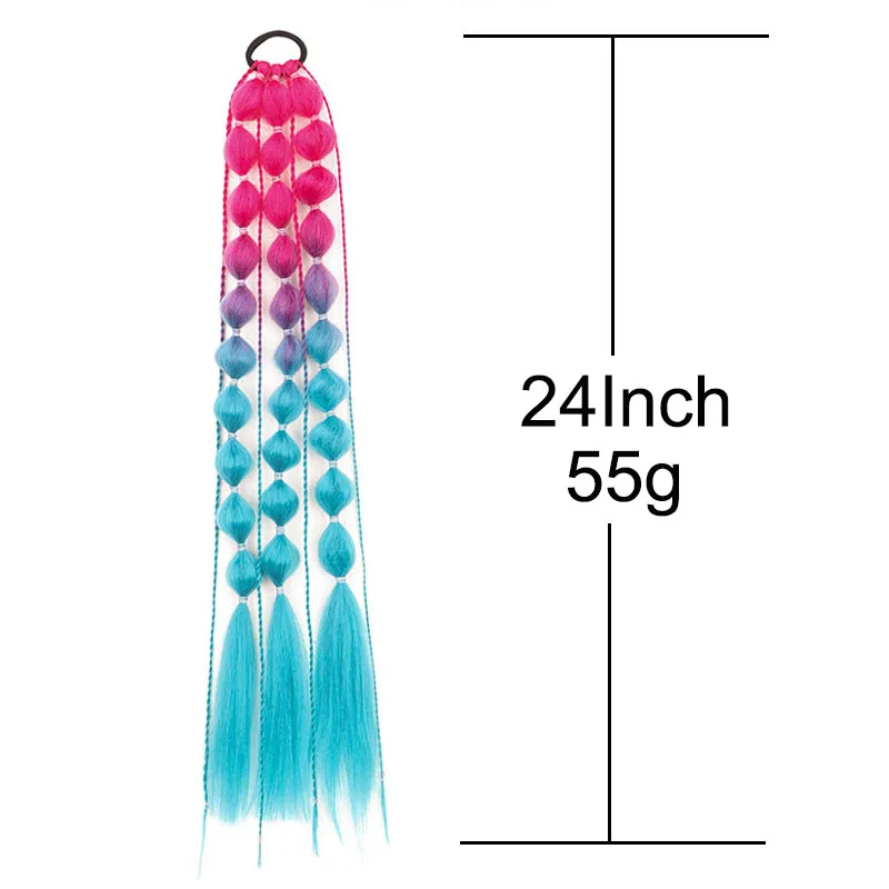 وصلات شعر على شكل ذيل حصان صناعية ملونة طويلة بطول 60.96 سم، أربطة مطاطية مرنة للنساء #3