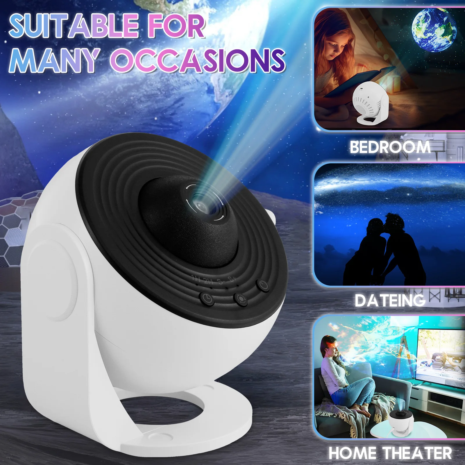 Star Projector Silent Galaxy Projector with 13 Film Discs Compact Star Projector Galaxy Light Adjustable Focus Nebula Projector