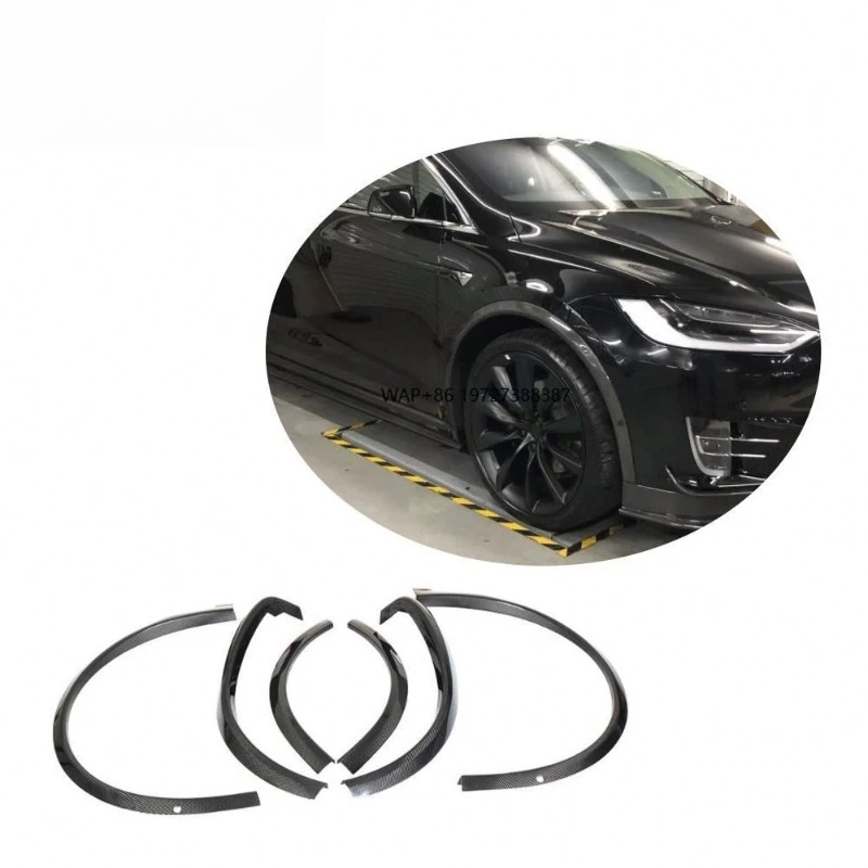Carbon Fiber Car Wheel Eyebrow Arch Trim Lips Fender Flares Protector for Model X 2016-2019