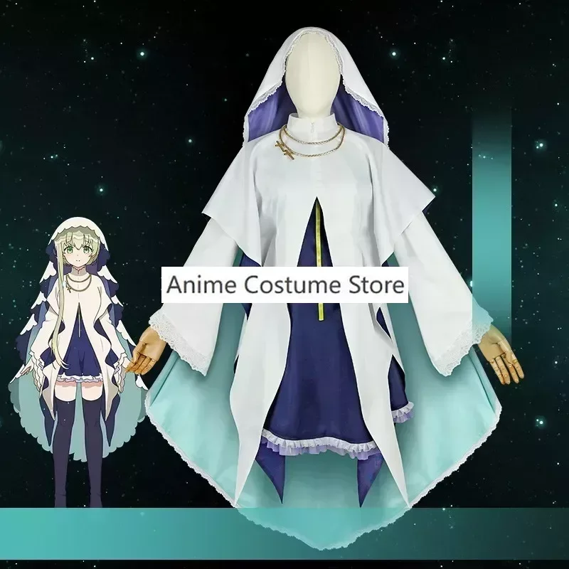 Cecilia Cosplay Costume Saint Cecilia and Pastor Lawrence Cecilia Cosplay Saint Cosplay Costume and Wig White Blue Dress