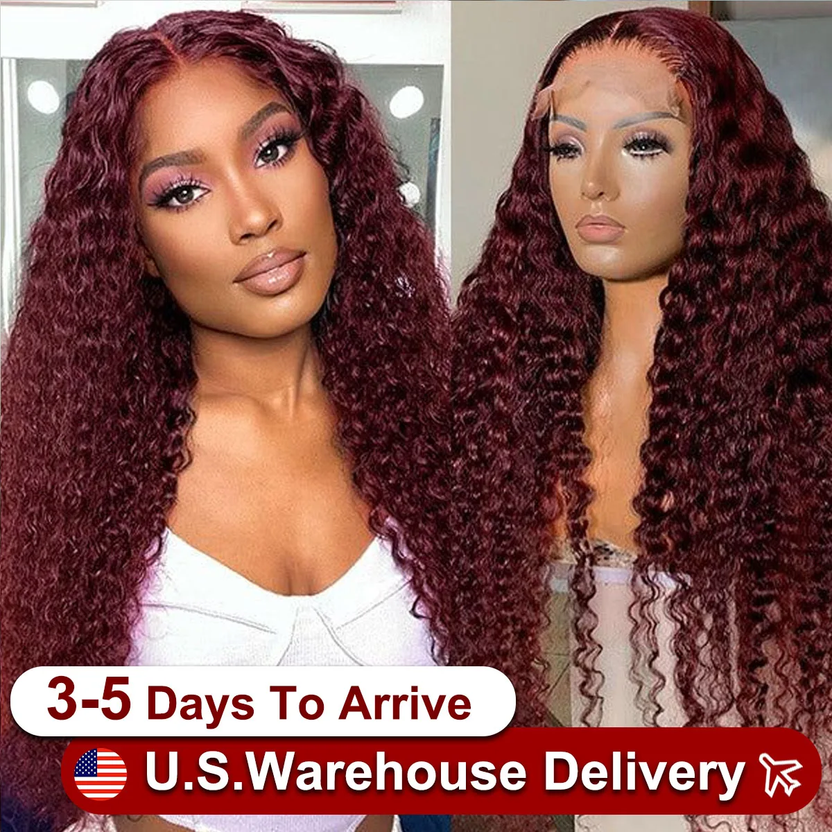 

13x6 Deep Curly HD Lace Frontal Wig Transparent 99J Burgundy Curly Lace Front Wigs Red Colored Deep Wave Human Hair Wigs