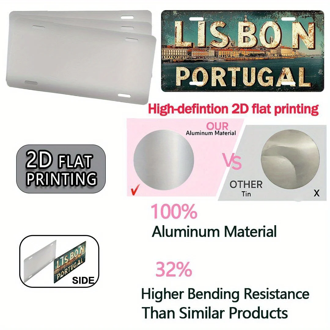 الطباعة، لشبونة البرتغال خمر لوحة ترخيص علامة الألومنيوم المعدنية، علامة الزخرفية ولوحة (11.9X6 بوصة)، السفر Souveni #6