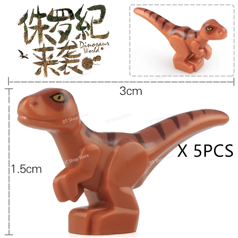 5PCS Dinosaur World MOC Chase Tyrannosaurus Rex Triceratops Stegosaurus Mini Building Blocks accessorio giocattoli Puzzle per bambini