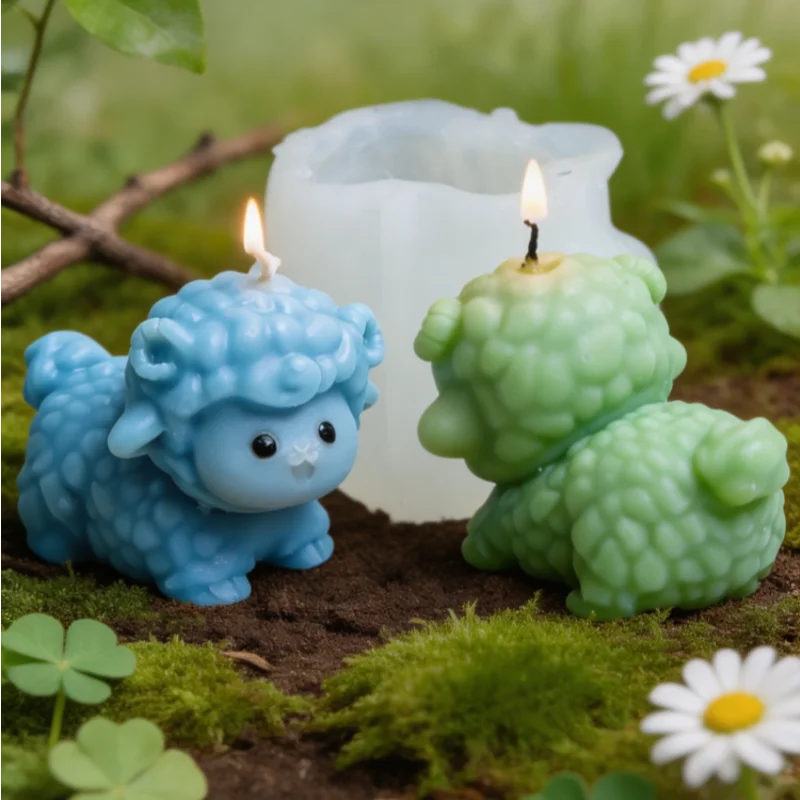 3D Cute Lamb Silicone Candle Mold, Multi-Style Fluffy Sheep Wax Mould for DIY Soap Resin Plaster Craft Easter Home Decor Gift view 5